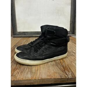 TIME Hi-Top Leather Slippers Black Size 5.5